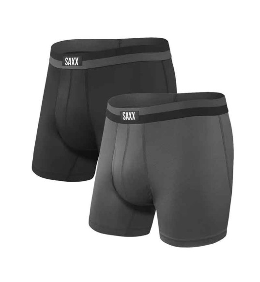 Bóxer SAXX Sport Mesh - Negro y Gris (Pack 2 unidades)