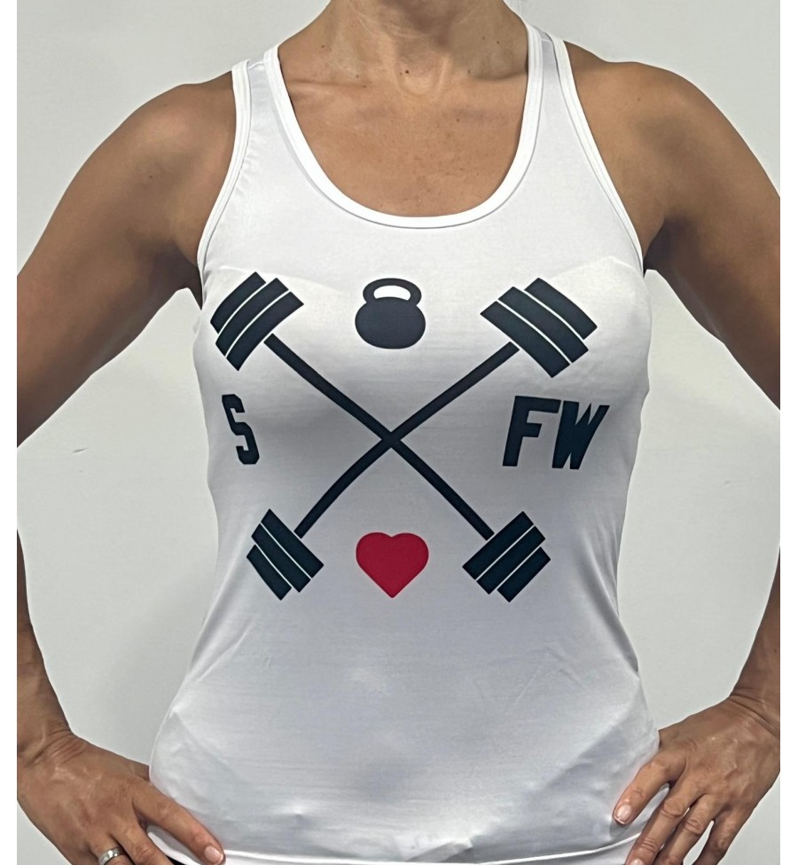 Love Fitness Blanca Camiseta Nadadora - Sasha Active Wear