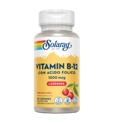 Vitamin B12 con ácido fólico 1000 mcg 90 Cápsulas - Solaray