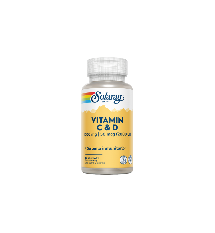 Vitamin C ( 1000 mg) + D ( 2000UI) 60 Vegcaps - Solaray