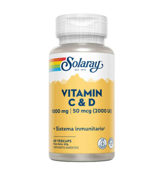 Vitamin C ( 1000 mg) + D ( 2000UI) 60 Vegcaps - Solaray