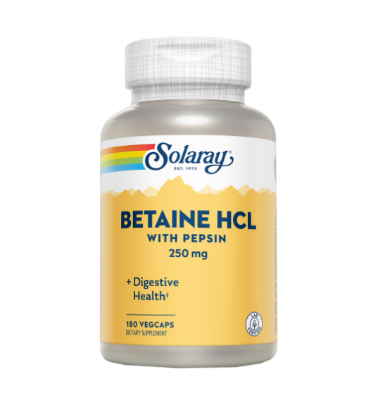 Betaine HCI w/Pepsin 250mg 180 VegCaps - Solaray