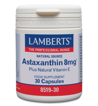 Astaxantina 8 mg con Vitamina E natural 30 Cápsulas - Lamberts