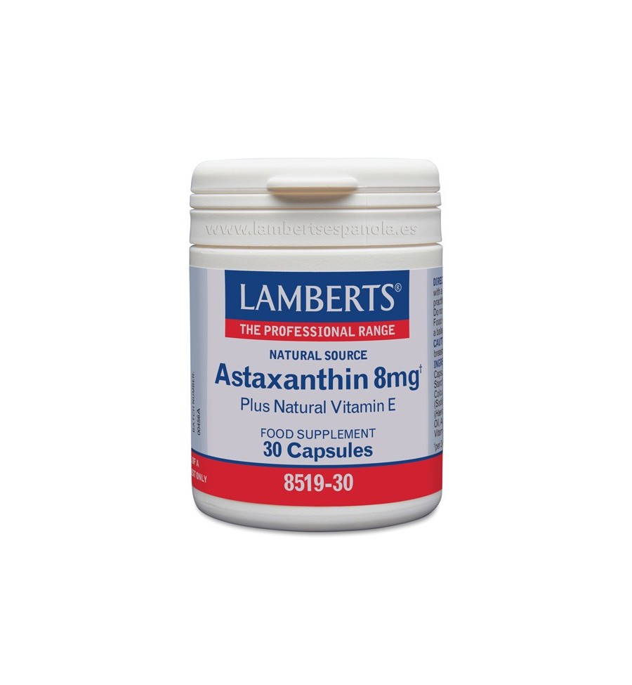 Astaxantina 8 mg con Vitamina E natural 30 Cápsulas - Lamberts