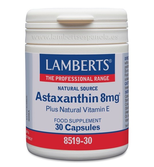 Astaxantina 8 mg con Vitamina E natural 30 Cápsulas - Lamberts