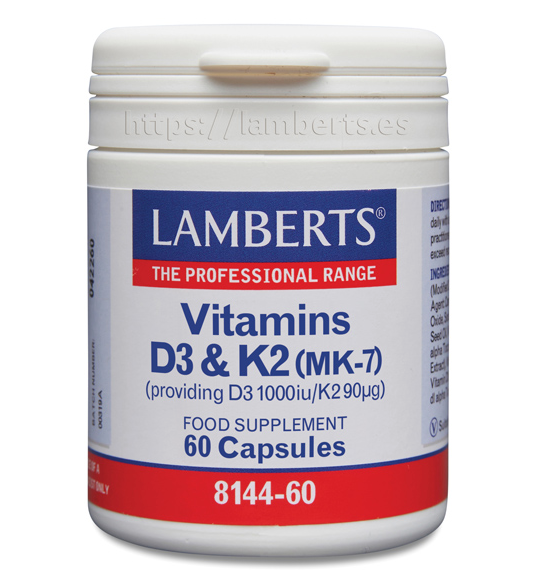 Vitamina D3 y K2 60 Cápsulas - Lamberts