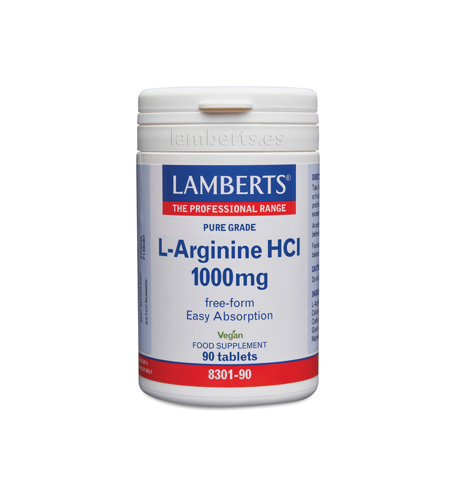 L-Arginina HCI 1000mg 90 Cápsulas- Lamberts