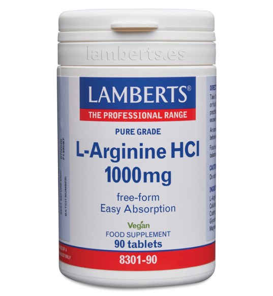 L-Arginina HCI 1000mg 90 Cápsulas- Lamberts