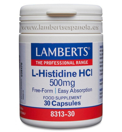 L-Histidina HCI 500mg 30 Cápsulas - Lamberts