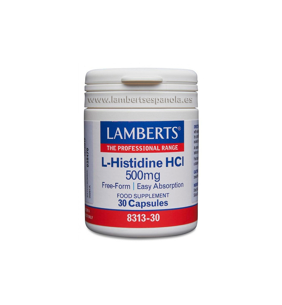 L-Histidina HCI 500mg 30 Cápsulas - Lamberts