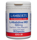 L-Histidina HCI 500mg 30 Cápsulas - Lamberts