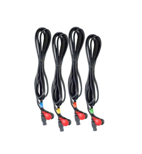 4 Cables Negros y Rojos 6 Pins-Snap de Compex