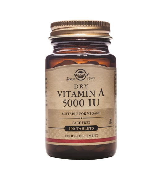 Vitamina A seca 5000UI 100 Comprimidos - Solgar