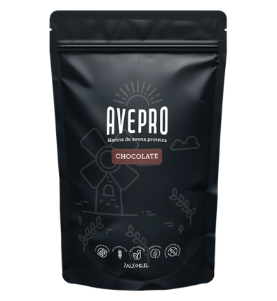 Avepro combina harina de avena, proteína de suero y polifenoles procedentes de la manzana. Ideal para tomar en el desayuno, entr