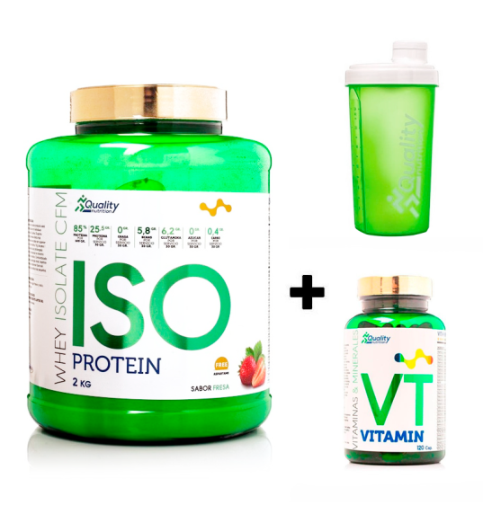 Pack ISOVIT  ISO Quality Protein 100% CFM 2kg + Vitamin Quality  y Shaker