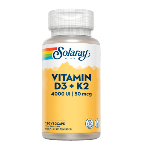 Vitamin D3 + K2 4000UI 60 Vegecaps - Solaray