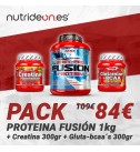 Pack Whey Fusion 1Kg + Creatina 300gr + Gluta-bcaa 300gr - Amix